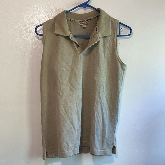 EXCELLENT CONDITION VINTAGE WOMEN’S MEDIUM SLEEVELESS COLLARED COTTON TOP - Picture 2 of 6